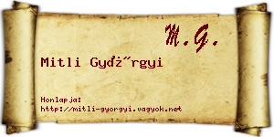 Mitli Györgyi névjegykártya